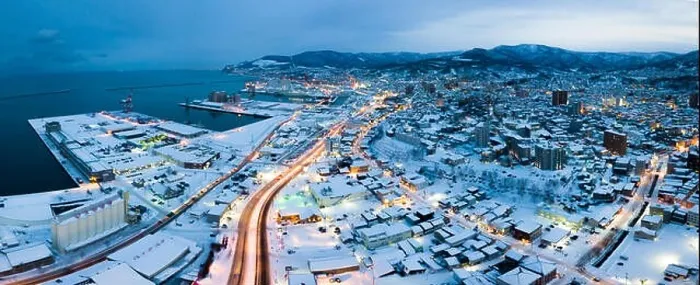 Framed Print : landmarks of Otaru city in the night