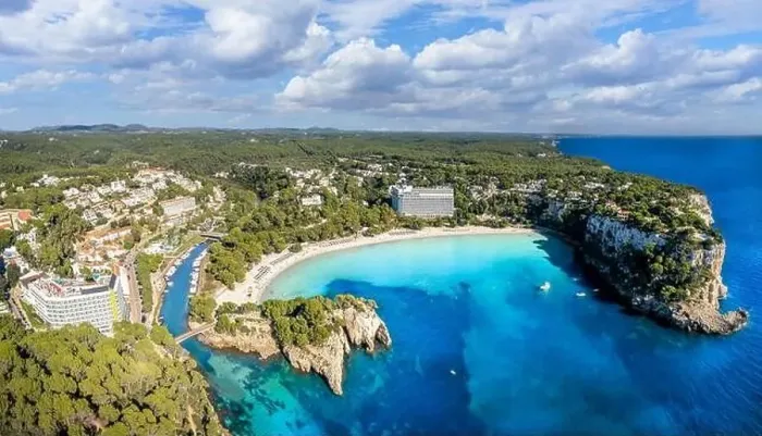 Framed Print : Landscape with aerial view of Cala Galdana beach, Menorca island, Spain Framed Print : Landscape with aerial view of Cala Galdana beach, Menorca island, Spain