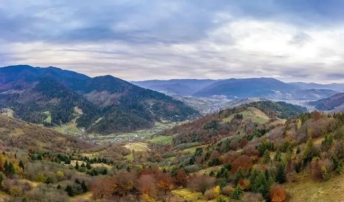 Framed Print : Landscape of beautiful evening autumn mountains after sunset Framed Print : Landscape of beautiful evening autumn mountains after sunset