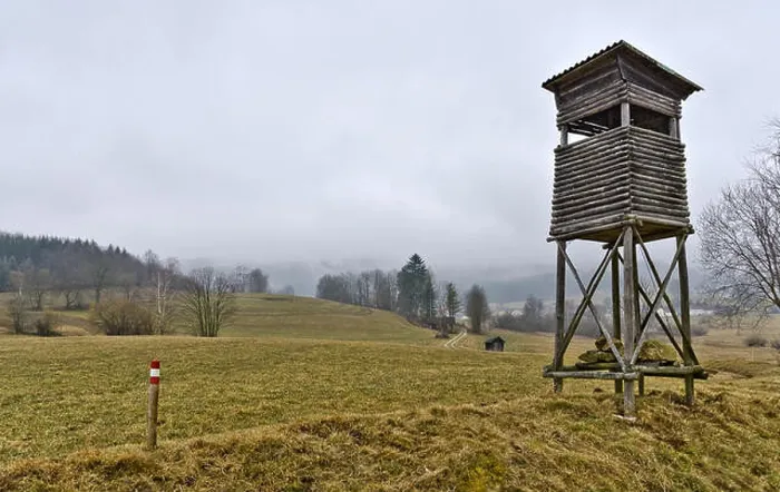 Framed Print : landscape with high seat at dull weather Framed Print : landscape with high seat at dull weather