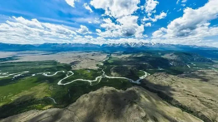 Framed Print : Landscape of mountains and rivers in summer. Aerial view. Panorama Framed Print : Landscape of mountains and rivers in summer. Aerial view. Panorama