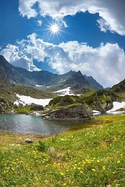Landscape of mountains - Tatra Mountains, Starolesna Valley, pond, Slovak Republic