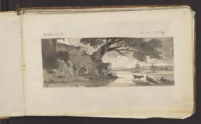 Framed Print : Landscape painting depicting a western view by Jan Christian Kotsetzer, created around 1781 Framed Print : Landscape painting depicting a western view by Jan Christian Kotsetzer, created around 1781