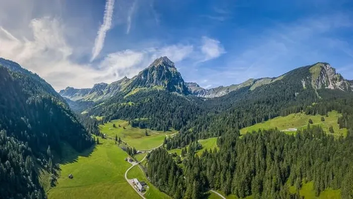 Framed Print : Landscape panorama taken with drone in Switzerland at Obersee Framed Print : Landscape panorama taken with drone in Switzerland at Obersee
