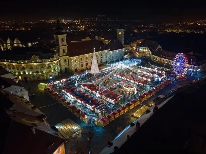 Framed Print : Landscape photography of Sibiu city center with the Christmas Fair Framed Print : Landscape photography of Sibiu city center with the Christmas Fair