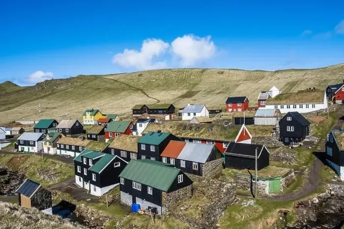 Framed Print : Landscape picture of the beautiful remote village of Mykines in Faroe Islands Framed Print : Landscape picture of the beautiful remote village of Mykines in Faroe Islands
