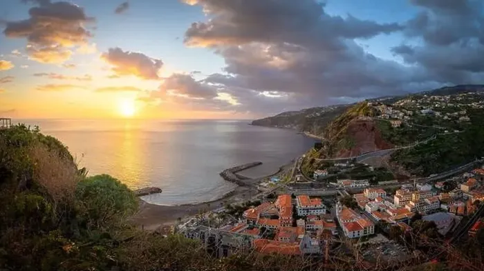 Framed Print : Landscape with Ribeira Brava town at sunset, Madeira island, Portugal Framed Print : Landscape with Ribeira Brava town at sunset, Madeira island, Portugal