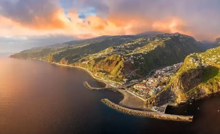Framed Print : Landscape with Ribeira Brava town at sunset, Madeira island, Portugal Framed Print : Landscape with Ribeira Brava town at sunset, Madeira island, Portugal