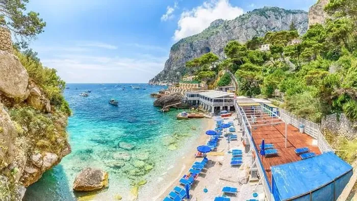 Framed Print : Landscape with Torre Saracena beach, Capri Island, Italy Framed Print : Landscape with Torre Saracena beach, Capri Island, Italy