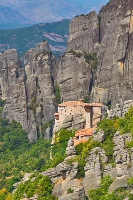 Framed Print : Landscape view at Roussanou Monastery, Meteora, Greece Framed Print : Landscape view at Roussanou Monastery, Meteora, Greece