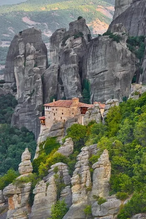 Framed Print : Landscape view at Roussanou Monastery, Meteora, Greece Framed Print : Landscape view at Roussanou Monastery, Meteora, Greece