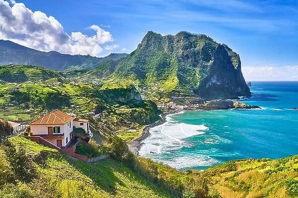 Landscape on the way from Machico to Porto da Cruz, Madeira Island, Portugal