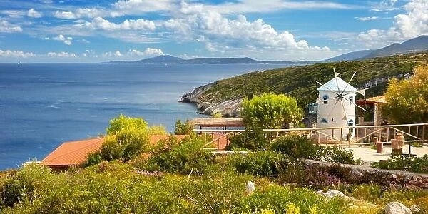 Landscape with windmil, Zakynthos Island, Greece