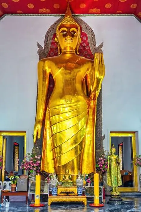 Framed Print : Large 10m tall standing Buddha statue at Wat Pho in Bangkok, Thailand Framed Print : Large 10m tall standing Buddha statue at Wat Pho in Bangkok, Thailand