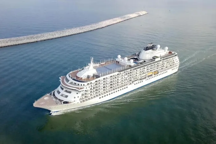 Framed Print : Large cruise ship at sea - Aerial image Framed Print : Large cruise ship at sea - Aerial image