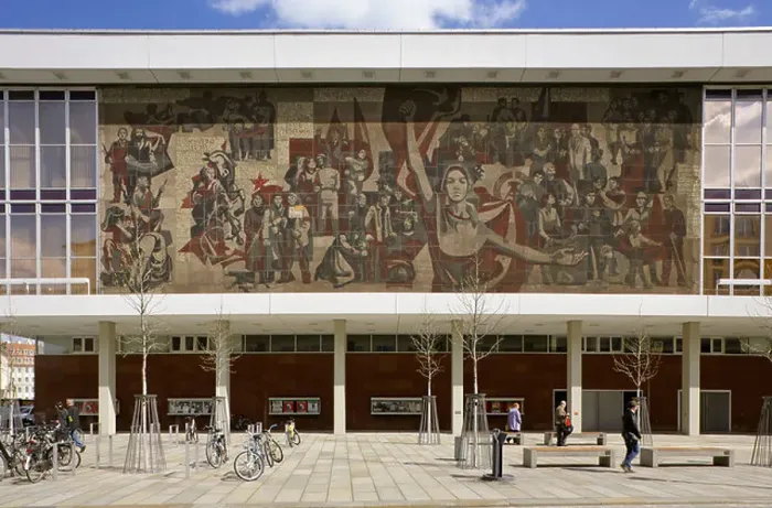 Framed Print : Large Socialist Realist mosaic on the Soviet-built Palace of Culture or Kulturpalast, Dresden, Saxony, Germany Framed Print : Large Socialist Realist mosaic on the Soviet-built Palace of Culture or Kulturpalast, Dresden, Saxony, Germany