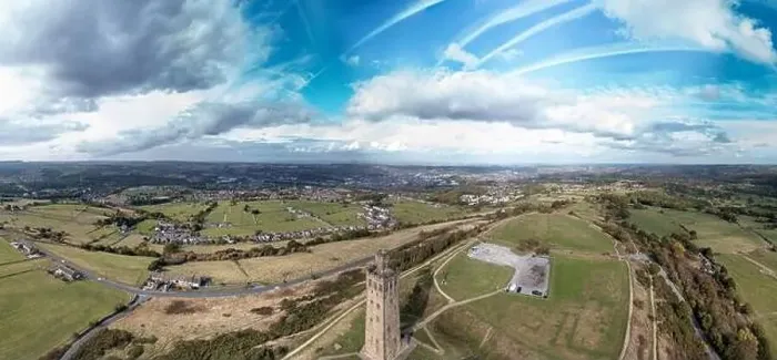 Framed Print : Large wide panoramic aerial drone photo of the famous Castle Hill Framed Print : Large wide panoramic aerial drone photo of the famous Castle Hill