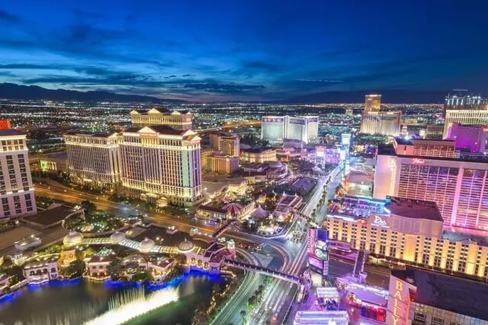 Framed Print : LAS VEGAS, NEVADA - MAY 13, 2019: Hotels and Casinos along the strip at dusk Framed Print : LAS VEGAS, NEVADA - MAY 13, 2019: Hotels and Casinos along the strip at dusk