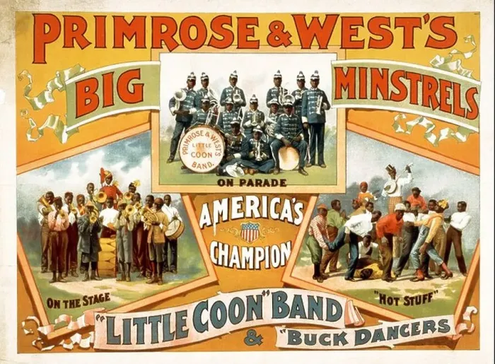 Framed Print : late 19th Century Theatre or Music Hall poster (American) depicting Primrose & West's Big Minstrels Band Framed Print : late 19th Century Theatre or Music Hall poster (American) depicting Primrose & West's Big Minstrels Band