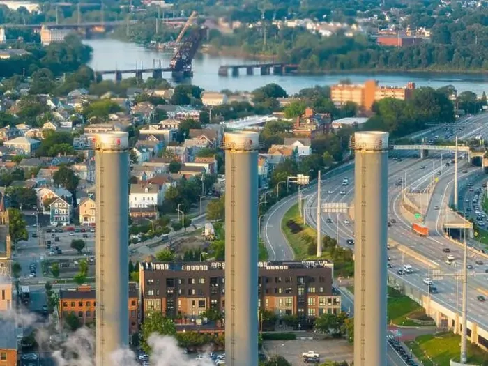 Framed Print : Late afternoon summer aerial image of the power plant located downtown Providence RI, USA Framed Print : Late afternoon summer aerial image of the power plant located downtown Providence RI, USA
