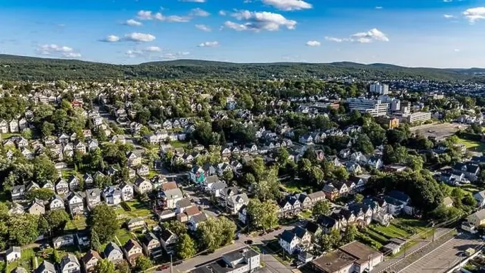 Framed Print : Late summer, early fall aerial, drone, photo of the Scranton Pennsylvania skyline. September 2024 Framed Print : Late summer, early fall aerial, drone, photo of the Scranton Pennsylvania skyline. September 2024