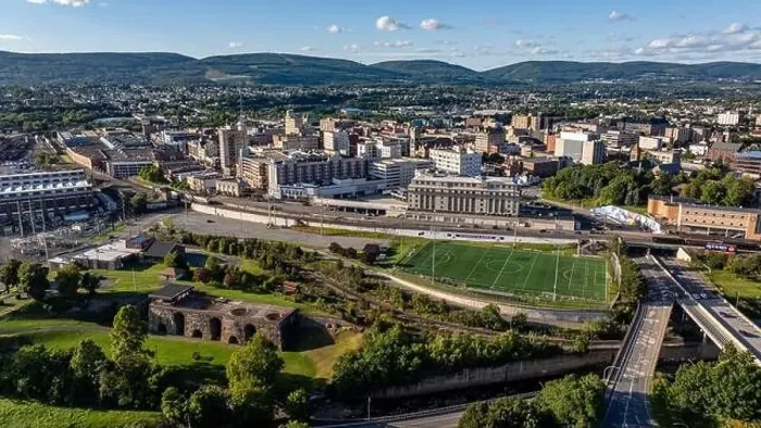 Framed Print : Late summer, early fall aerial, drone, photo of the Scranton Pennsylvania skyline. September 2024 Framed Print : Late summer, early fall aerial, drone, photo of the Scranton Pennsylvania skyline. September 2024