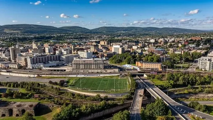 Framed Print : Late summer, early fall aerial, drone, photo of the Scranton Pennsylvania skyline. September 2024 Framed Print : Late summer, early fall aerial, drone, photo of the Scranton Pennsylvania skyline. September 2024