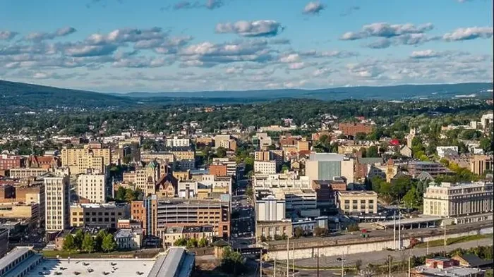 Framed Print : Late summer, early fall aerial, drone, photo of the Scranton Pennsylvania skyline. September 2024 Framed Print : Late summer, early fall aerial, drone, photo of the Scranton Pennsylvania skyline. September 2024