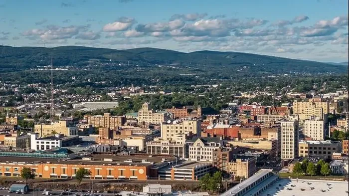 Framed Print : Late summer, early fall aerial, drone, photo of the Scranton Pennsylvania skyline. September 2024 Framed Print : Late summer, early fall aerial, drone, photo of the Scranton Pennsylvania skyline. September 2024