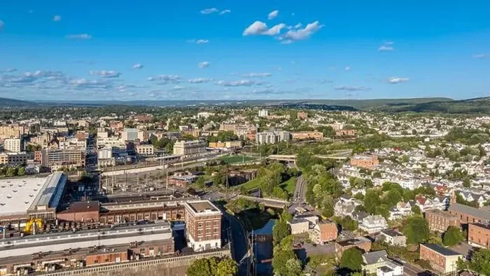 Framed Print : Late summer, early fall aerial, drone, photo of the Scranton Pennsylvania skyline. September 2024 Framed Print : Late summer, early fall aerial, drone, photo of the Scranton Pennsylvania skyline. September 2024