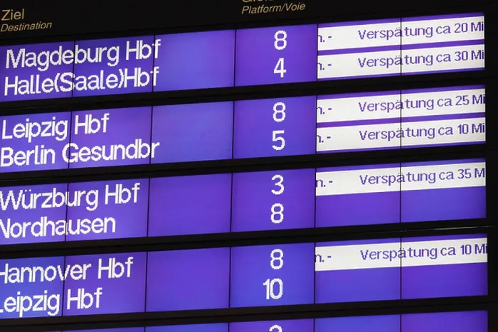 Framed Print : late trains displaying at a German railway station Framed Print : late trains displaying at a German railway station