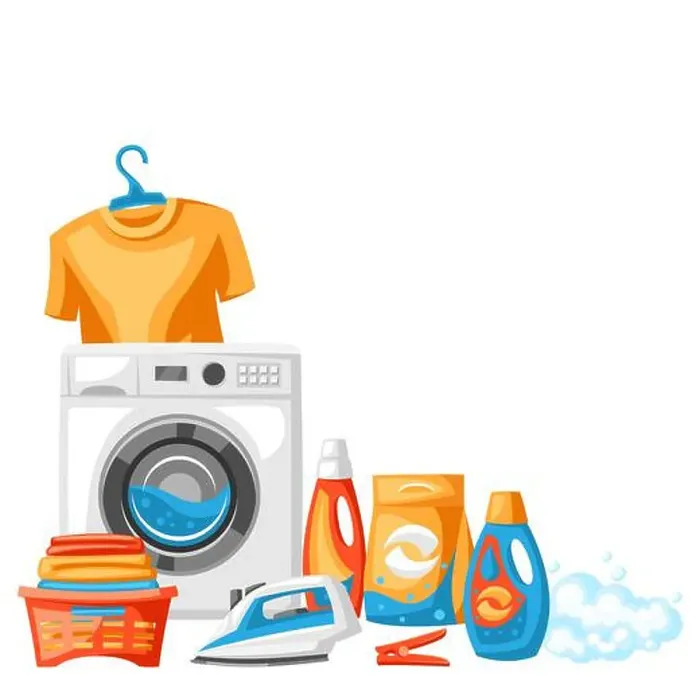 Framed Print : Laundry service background with professional items Framed Print : Laundry service background with professional items