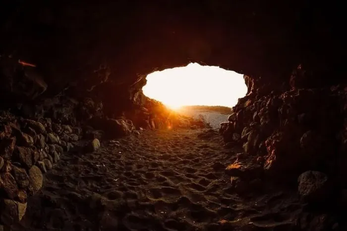 Framed Print : Lava cave and warm sunset light in Lanzarote, Canary Islands Framed Print : Lava cave and warm sunset light in Lanzarote, Canary Islands