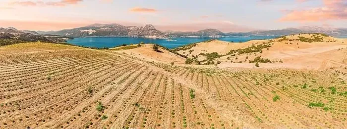 Framed Print : Lavender and agricultural shrub plantations with Lake Egirdir in the background. Aerial view Framed Print : Lavender and agricultural shrub plantations with Lake Egirdir in the background. Aerial view