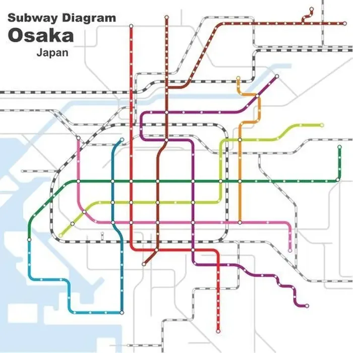 Framed Print : Layered editable vector illustration of the subway diagram of Osaka, Japan Framed Print : Layered editable vector illustration of the subway diagram of Osaka, Japan