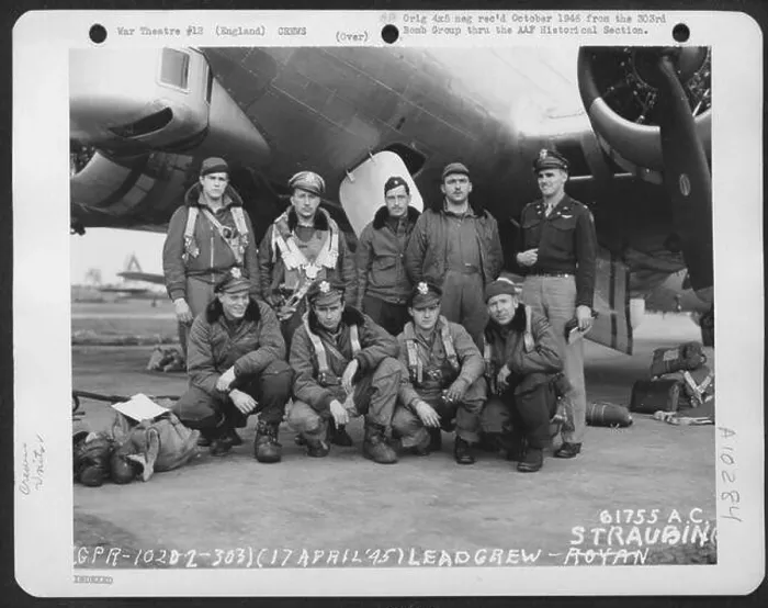 Framed Print : Lead Crew On Bombing Mission To Straubing, France, Beside A Boeing B-17, Flying Fortress. 303Rd Bomb Group. England, 17 April 1945 Framed Print : Lead Crew On Bombing Mission To Straubing, France, Beside A Boeing B-17, Flying Fortress. 303Rd Bomb Group. England, 17 April 1945