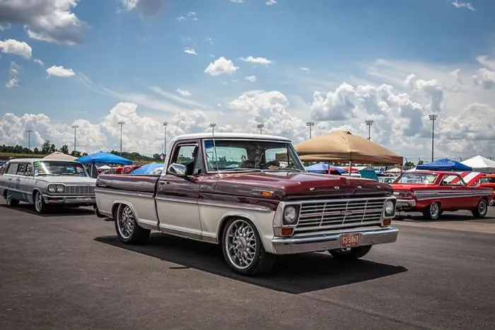 Framed Print : Lebanon, TN - May 14, 2022: 1969 Ford F100 Ranger Pickup Truck at a local car show