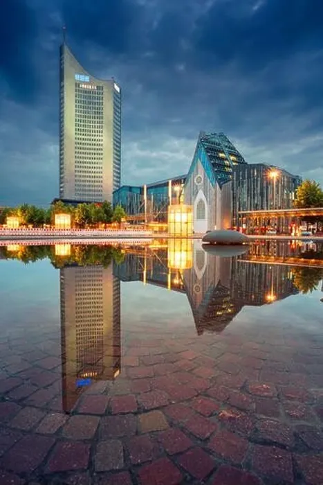 Framed Print : Leipzig, Germany. Cityscape image of Leipzig downtown during twilight blue hour Framed Print : Leipzig, Germany. Cityscape image of Leipzig downtown during twilight blue hour