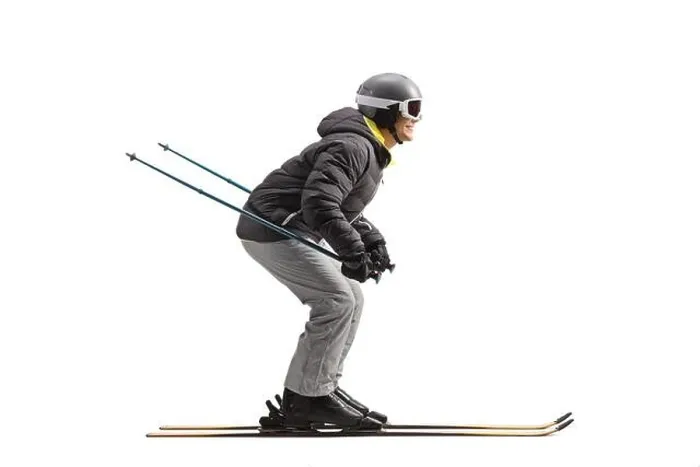Framed Print : Full length profile shot of a man skiing isolated on a white background Framed Print : Full length profile shot of a man skiing isolated on a white background