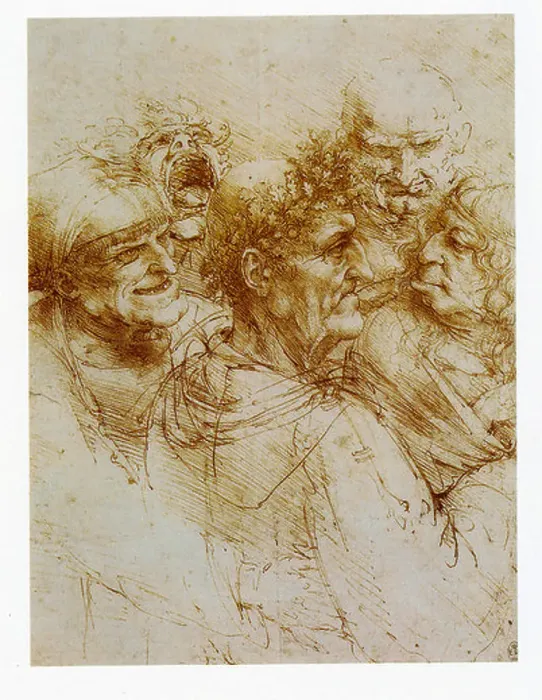 Framed Print : Leonardo da Vinci Five Grotesque Heads ca. 1490 Framed Print : Leonardo da Vinci Five Grotesque Heads ca. 1490