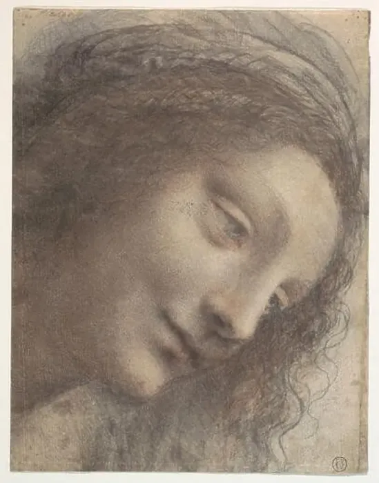 Framed Print : Leonardo Da Vinci - the Head of the Virgin in Three Quarter View Facing Right Framed Print : Leonardo Da Vinci - the Head of the Virgin in Three Quarter View Facing Right
