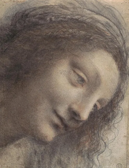 Framed Print : Leonardo da Vinci - The Head of the Virgin in Three Quarter View Facing Right Framed Print : Leonardo da Vinci - The Head of the Virgin in Three Quarter View Facing Right