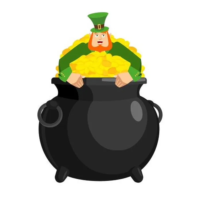 Framed Print : Leprechaun in pot gold. Dwarf with red beard and bowler golded coins Framed Print : Leprechaun in pot gold. Dwarf with red beard and bowler golded coins