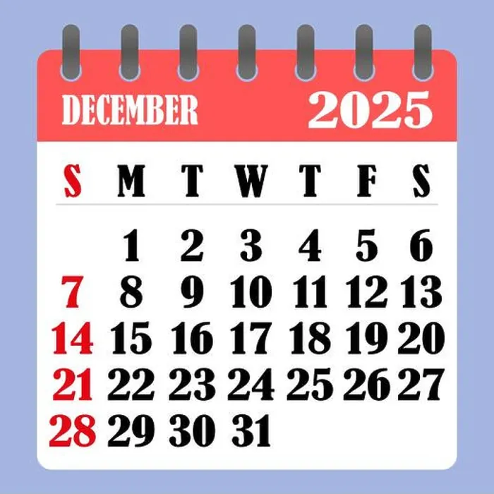 Framed Print : Letter calendar for December 2025 Framed Print : Letter calendar for December 2025