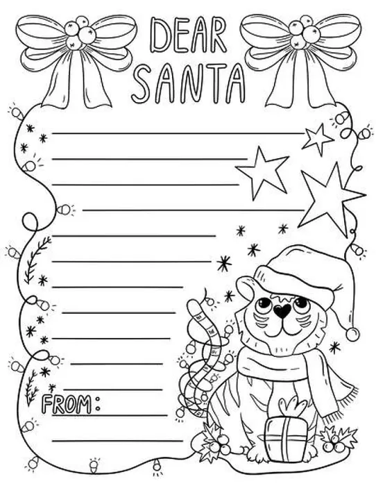 Framed Print : Letter to Santa Claus Coloring Page - Tiger symbol of 2022 Framed Print : Letter to Santa Claus Coloring Page - Tiger symbol of 2022
