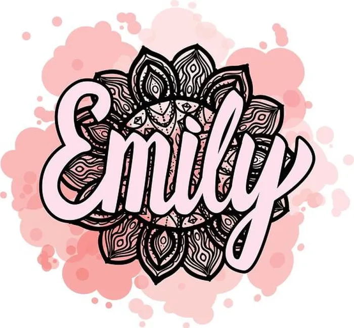 Framed Print : Lettering Female name Emily on bohemian hand drawn frame mandala pattern and trend color stained Framed Print : Lettering Female name Emily on bohemian hand drawn frame mandala pattern and trend color stained