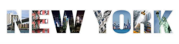 Framed Print : Letters NEW YORK photo collage isolated on white background Framed Print : Letters NEW YORK photo collage isolated on white background