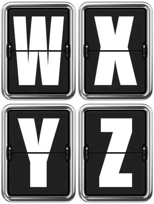 Framed Print : Letters W X V Z on Mechanical Scoreboard Framed Print : Letters W X V Z on Mechanical Scoreboard