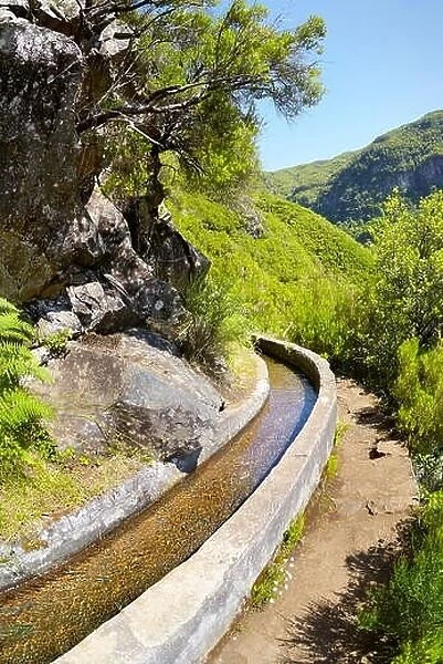 Levada das 25 Fontes, irrigation canal, Rabacal, Madeira Island, Portugal