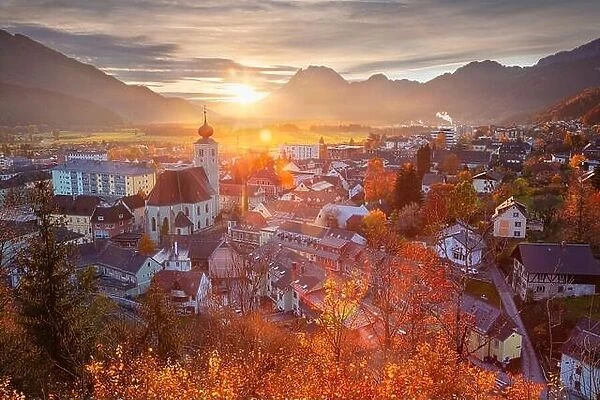 Liezen, Austria. Cityscape image of Liezen, Austria at beautiful autumn sunset